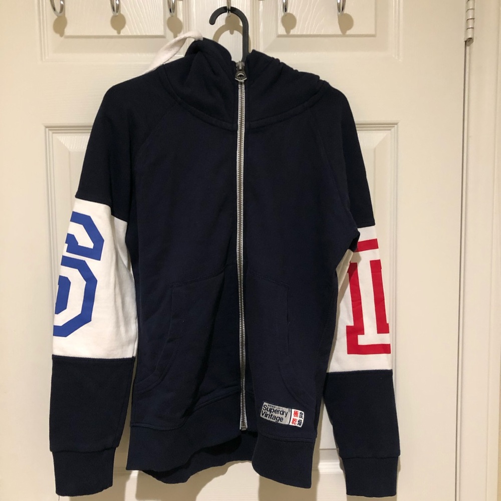 SUPERDRY Dark Blue Zip-Up Hoodie Sweater